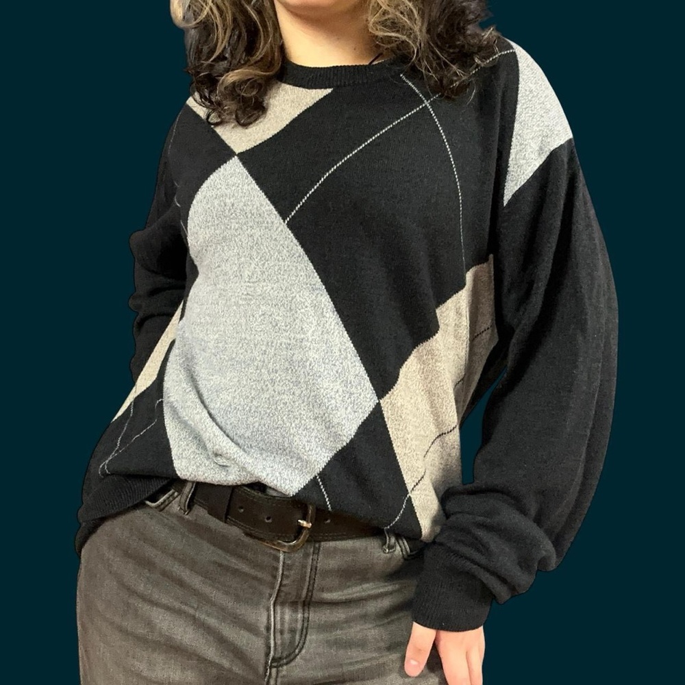 Multi Colored Crewneck Sweater with Geometric Design